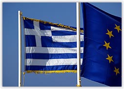 Flagge EU und Griechenland
